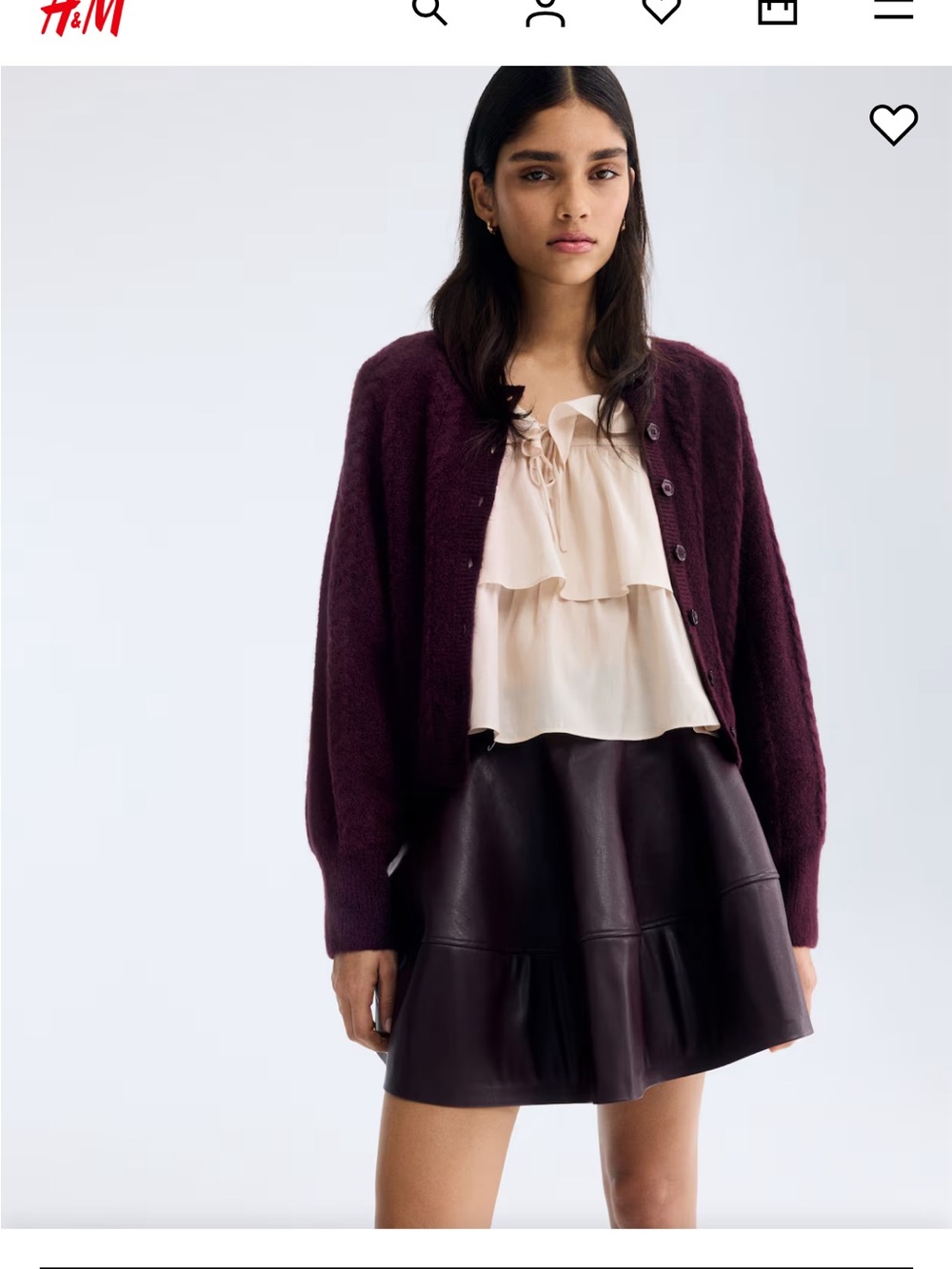 H&M Plum Red Burgundy Cable Knit Cardigan - Picture 8 of 11